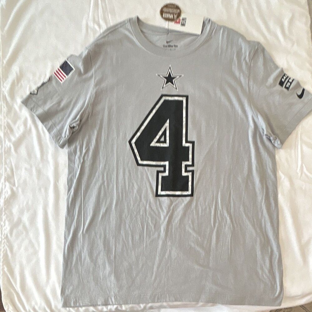 Nike Dallas Cowboys Dak Prescott #4 Salute to Service Gray Shirt Size L